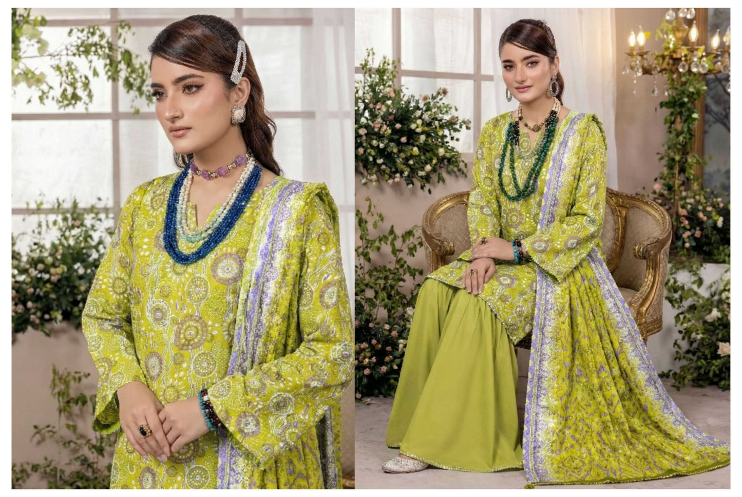 Essential Lawn 3-Piece D-01 – Parrot Green (Unstitched)